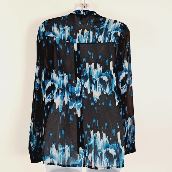 Derek Lam for Design Nation Watercolor Skyline Sheer Button Up Blouse - Picture 6 of 9